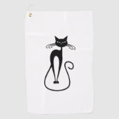 Serviette De Golf Chat noir maigre fantaisiste (Devant)