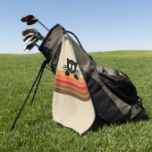 Serviette De Golf Chat noir mignon avec rayures rétro (Vert)