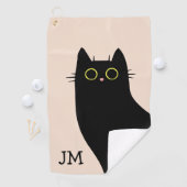 Serviette De Golf Chat noir mignon dans le style Mid Century (En situation)