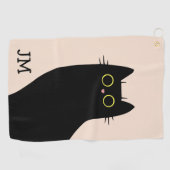 Serviette De Golf Chat noir mignon dans le style Mid Century (Horizontal)