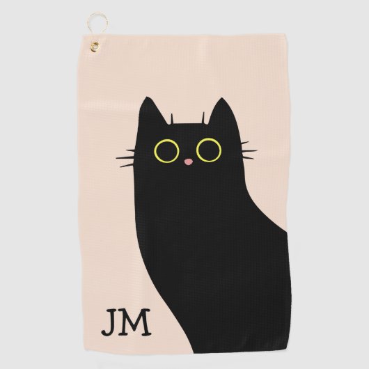 Serviette De Golf Chat noir mignon dans le style Mid Century (Devant)