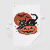Serviette De Golf Chat noir, Nostalgique T-shirt classique Halloween (En situation)