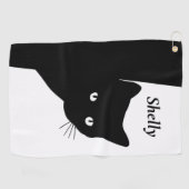 Serviette De Golf Chat noir rusé (Horizontal)