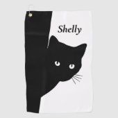 Serviette De Golf Chat noir rusé (Devant)