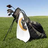 Serviette De Golf Chat noir souriant aux yeux verts brillants assis (Vert)