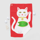 Serviette De Golf Chat Oriental Lucky (En situation)