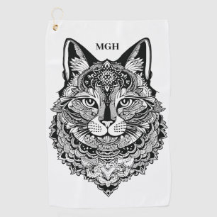 Serviette De Golf Chat ornemental Monogramme personnalisé