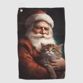 Serviette De Golf Chat Perse avec Noël Festif du Père Noël (Devant)