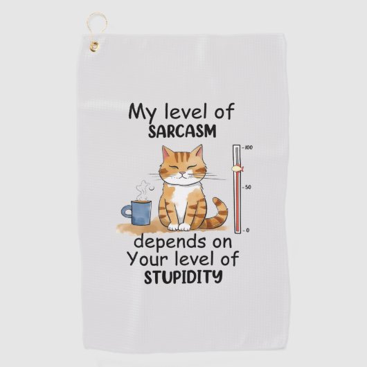 Serviette De Golf Chat Sarcastique - Drôle Orange Art (Devant)