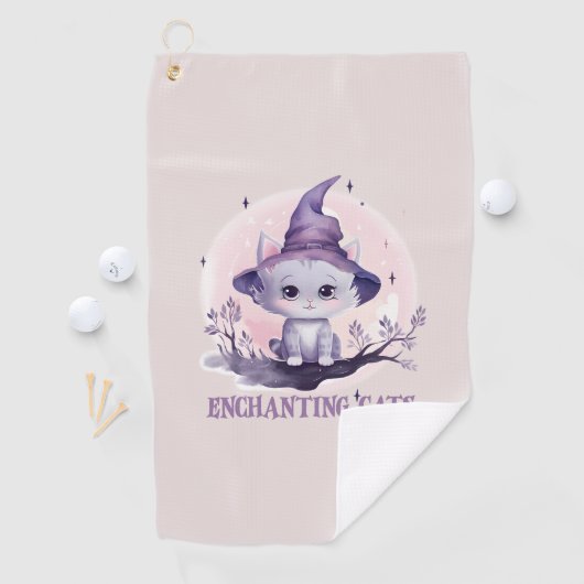 Serviette De Golf Chat sorcier enchanteur (En situation)