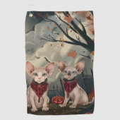 Serviette De Golf Chat Sphynx Halloween Épouvantable (Devant)