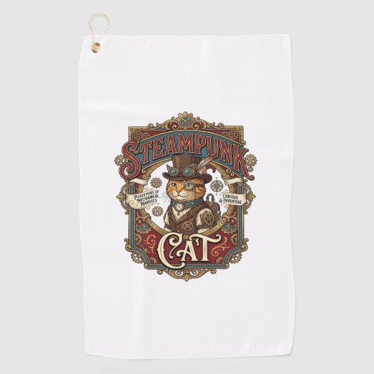 Serviette De Golf Chat Steampunk Steampunk Chat Vintage (Devant)