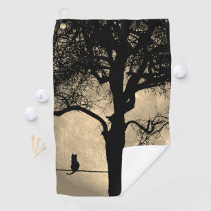 Serviette De Golf Chat sur un fil pleine lune