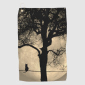 Serviette De Golf Chat sur un fil pleine lune (Devant)