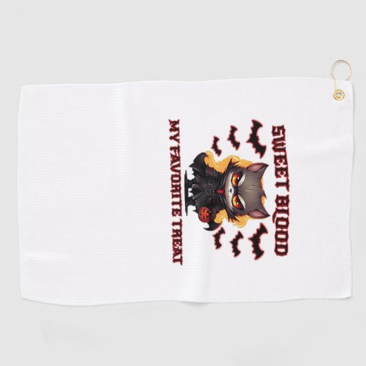 Serviette De Golf Chat Vampire en colère Craves Sweet Halloween sang (Horizontal)