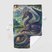 Serviette De Golf Château du Dragon médiéval coloré (En situation)