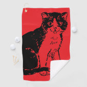 Serviette De Golf Chaton sur l'art raffiné rouge (En situation)