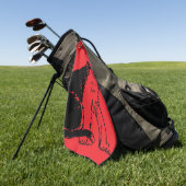 Serviette De Golf Chaton sur l'art raffiné rouge (Vert)