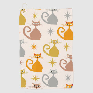 Serviette De Golf Chats atomiques colorés du milieu du siècle avec d