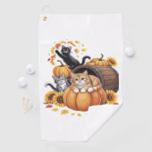 Serviette De Golf Chats Automne Citrouilles Thanksgiving Sunflower O (En situation)