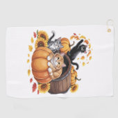 Serviette De Golf Chats Automne Citrouilles Thanksgiving Sunflower O (Horizontal)