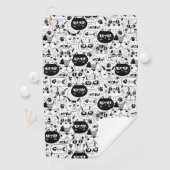 Serviette De Golf Chats blancs noirs face motif (En situation)