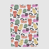 Serviette De Golf Chats Doodles Et Empreintes de pattes (Devant)
