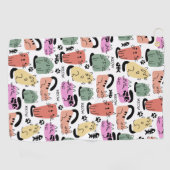 Serviette De Golf Chats doodles mignons et empreintes de pattes (Horizontal)