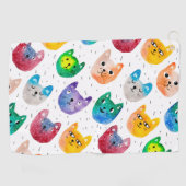 Serviette De Golf Chats et amis d'aquarelle (Horizontal)