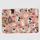 Serviette De Golf chats japonais Ukiyo-e Funny kitty (Horizontal)
