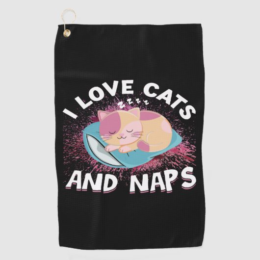 Serviette De Golf Chats marrants avec Citation Chat-Lover (Devant)