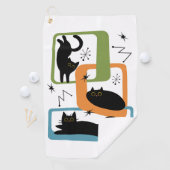 Serviette De Golf Chats noirs du milieu du siècle (En situation)