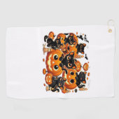 Serviette De Golf Chats noirs mignons en Citrouille Halloween Night  (Horizontal)