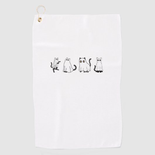 Serviette De Golf Chats noirs mignons en costume fantôme Femmes et h (Devant)