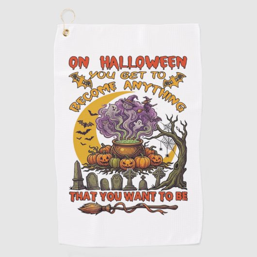 Serviette De Golf Chaudière de chat de fantôme de citrouilles Devene (Devant)