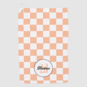 Serviette De Golf Checkered peach white geometric retro Monogram (Devant)
