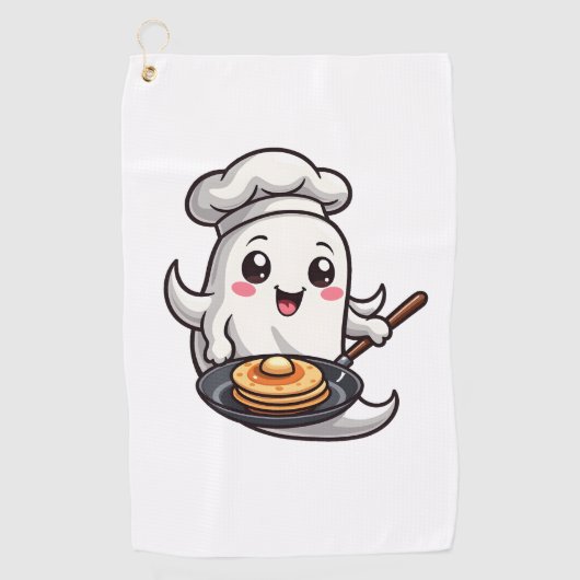 Serviette De Golf Chef fantôme - Drôle Halloween Cuisine Tee (Devant)