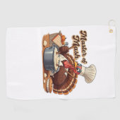 Serviette De Golf Chef rétro Turquie Thanksgiving T-Shirt surdimensi (Horizontal)