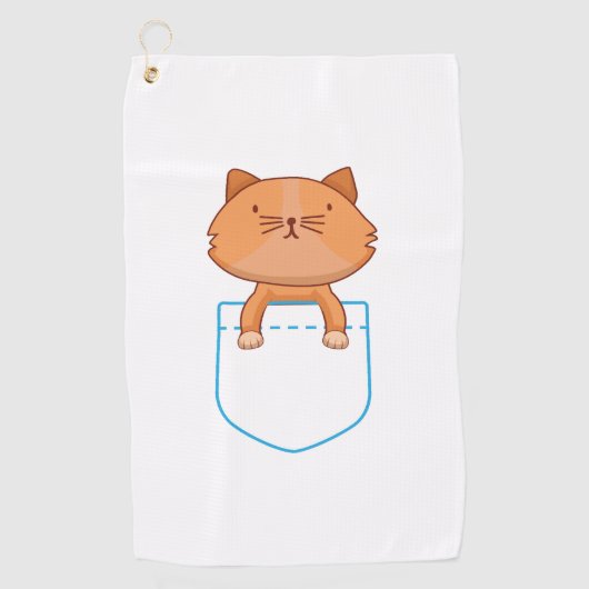 Serviette De Golf Chemise Chat - Chat en T-shirt Poche - Chat (Devant)