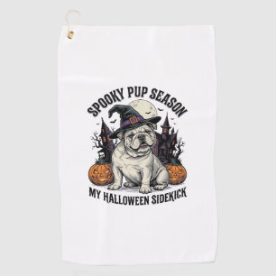 Serviette De Golf Chemise de Bulldog Halloween Sorcière Mignonne Gra