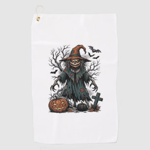 Serviette De Golf Chemise de citrouille d'Halloween Épouvantail Sorc