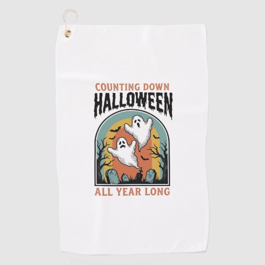 Serviette De Golf Chemise de compte à rebours d'Halloween Graphique (Devant)