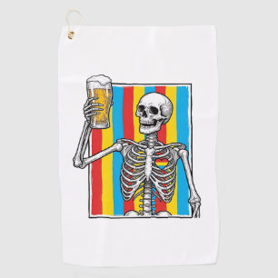 Serviette De Golf Chemise de graveur vintage arc-en-ciel de bière de