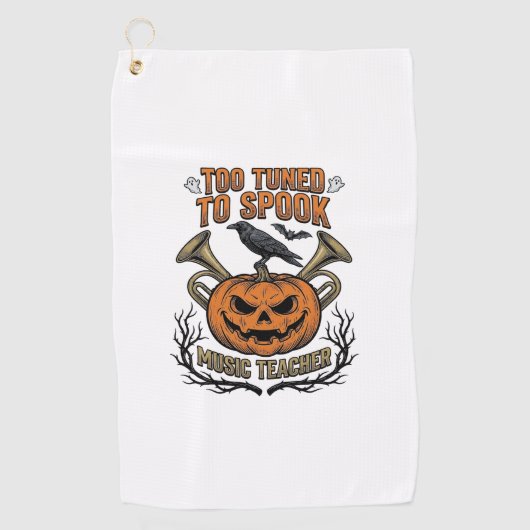 Serviette De Golf Chemise de gravure de citrouille Halloween profess (Devant)