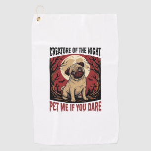 Serviette De Golf Chemise de Pug Halloween avec cimetière effrayant