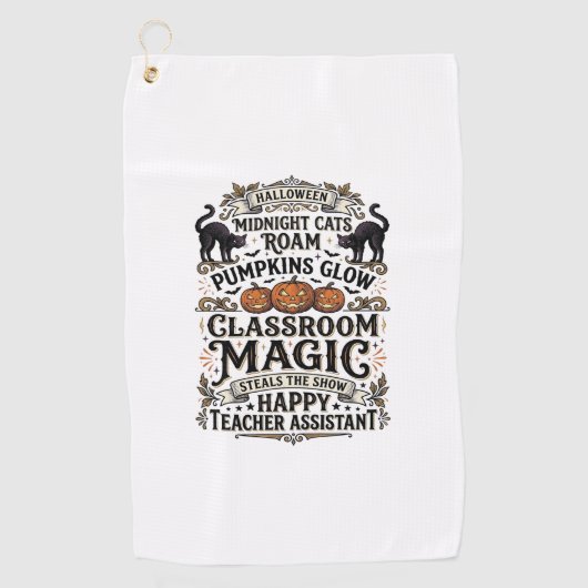 Serviette De Golf Chemise d'Halloween d'Assistant d'Enseignant avec (Devant)