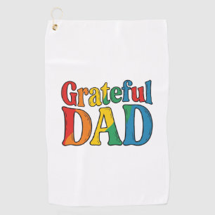 Serviette De Golf Chemise Grateful Dad Vintage Rainbow Typography_1