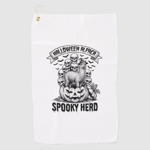 Serviette De Golf Chemise Halloween Alpaga Crâne Citrouille Design V