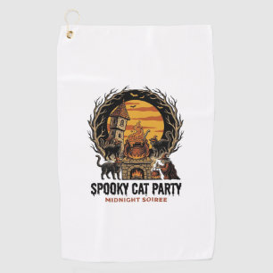 Serviette De Golf Chemise Halloween Gravure Vintage Fête de Chat Eff