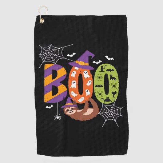 Serviette De Golf Chemise T Essentielle Halloween Sloth Boo Lazy (Devant)